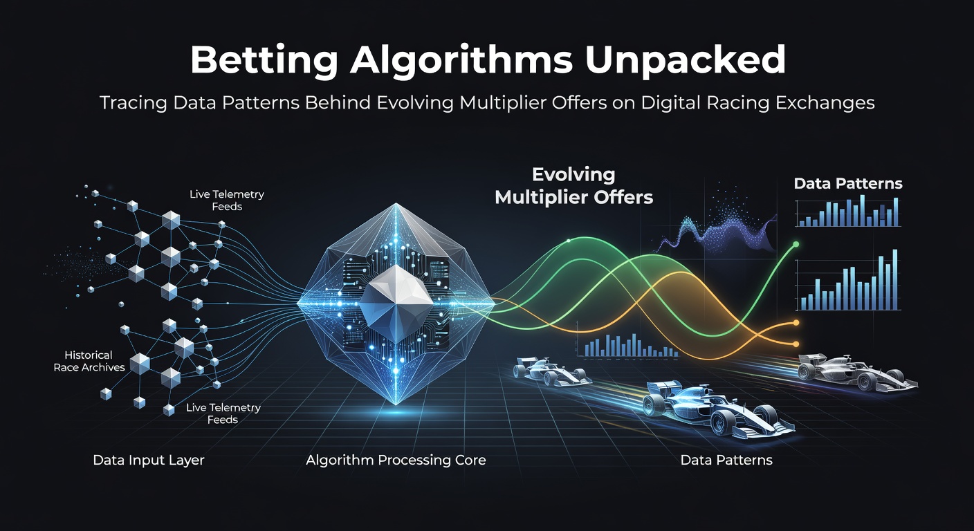 Digital interface displaying real-time multiplier adjustments on a racing exchange platform with overlaid data pattern visualizations