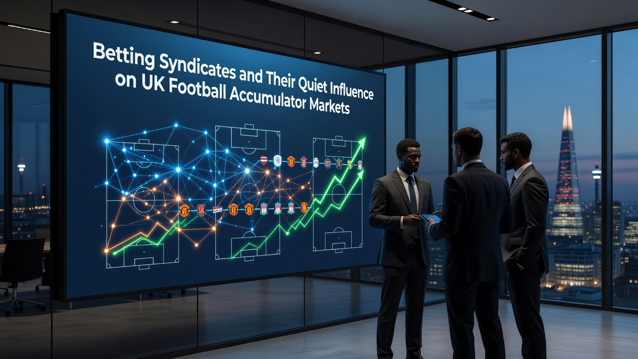 Betting syndicates reviewing football accumulator data and odds movements
