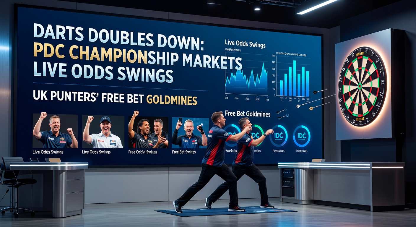 Darts players competing intensely at the PDC Championship oche, arrows hitting the board amid cheering crowds