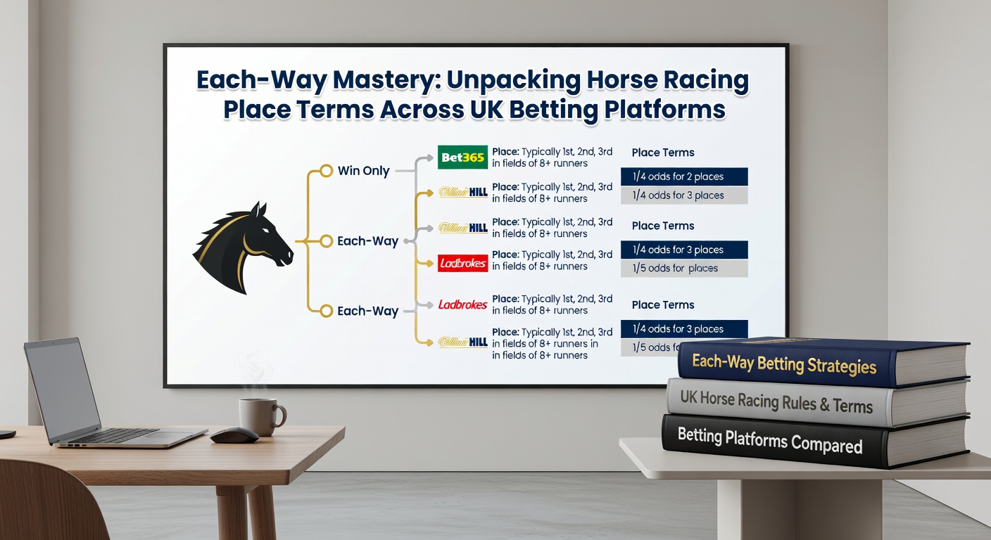 Close-up of a betting slip showing each-way selections on a UK bookmaker app, with place terms highlighted during a live race