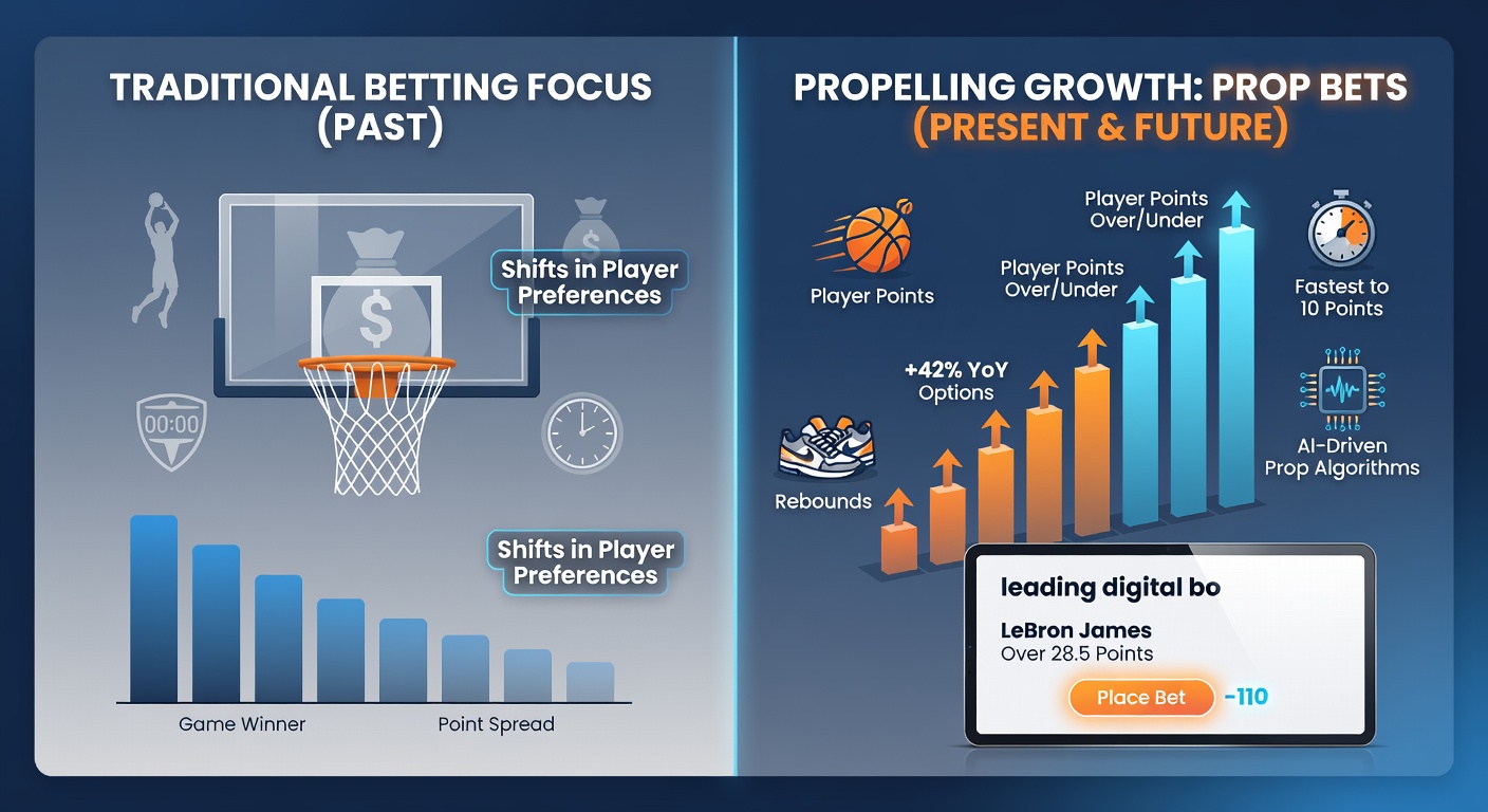 Analytics dashboard displaying shifts in basketball prop bet popularity across digital bookmakers