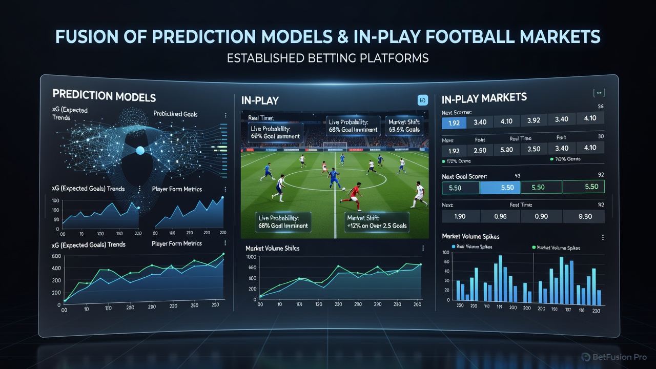 Live football match interface showing real-time odds updates powered by prediction models