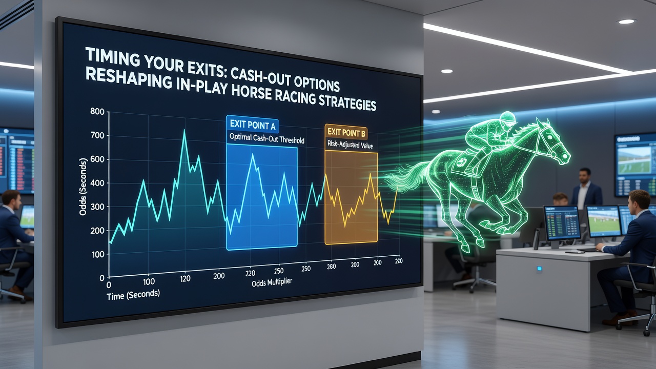 Live horse racing interface displaying cash-out options and fluctuating odds